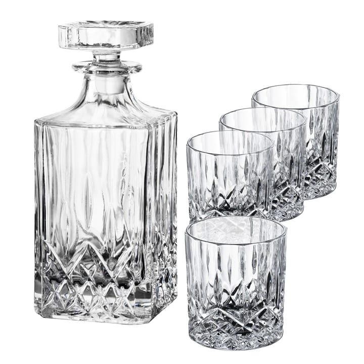 Harvey whiskey set decanter and 4 whiskey glasses, Glass Aida