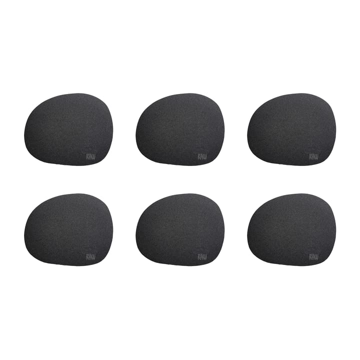 Raw coaster silicone 6-pack - Black - Aida