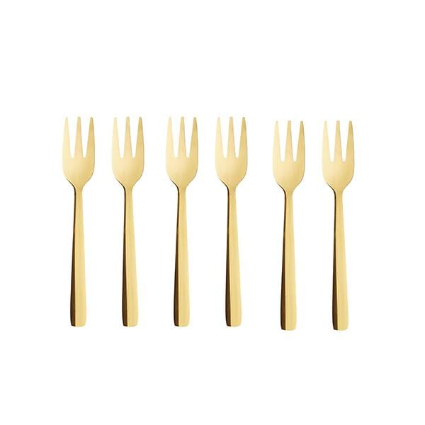 Raw dessert fork 6-pack, Gold Aida