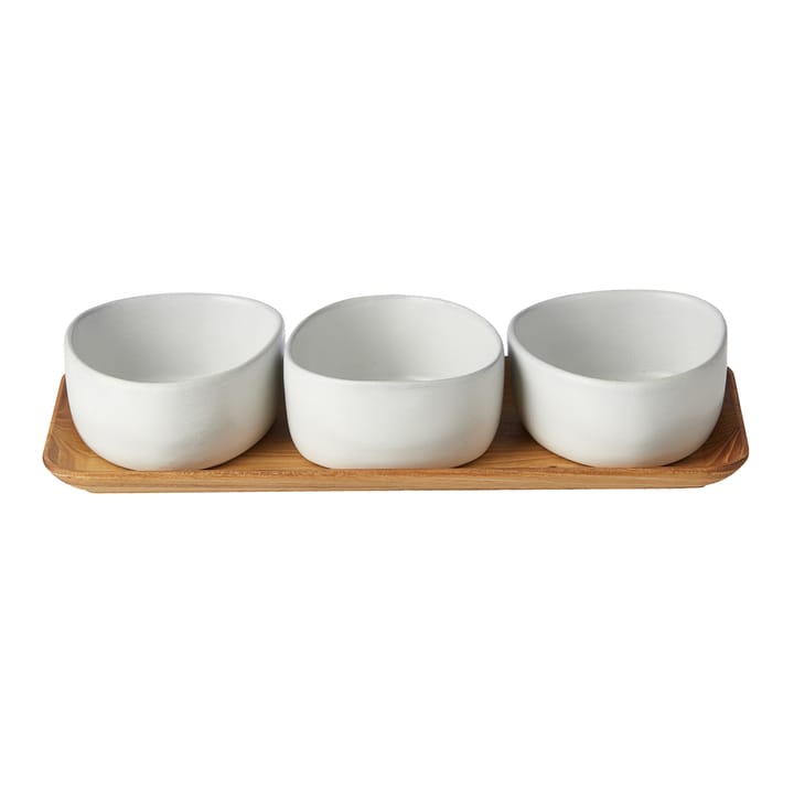 Raw Organic bowl set with wooden tray - Arctic White - Aida