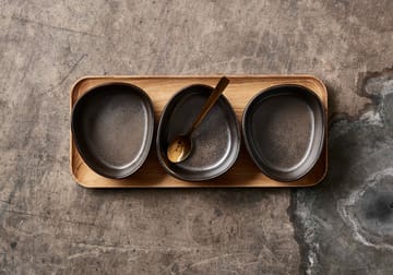 Raw Organic bowl set with wooden tray - Metallic Brown - Aida