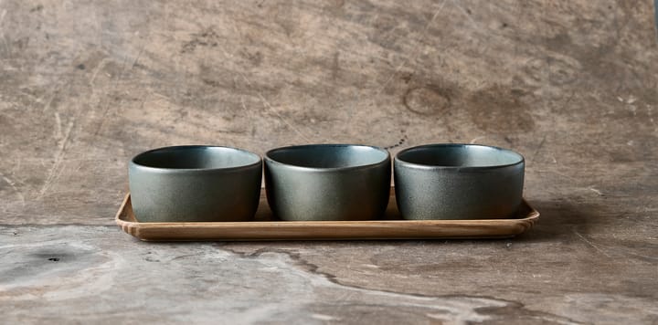 Raw Organic bowl set with wooden tray, Northern Green Aida