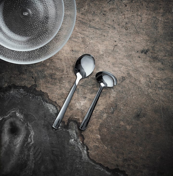 Raw serving spoon and ladle, Polished stainless steel Aida