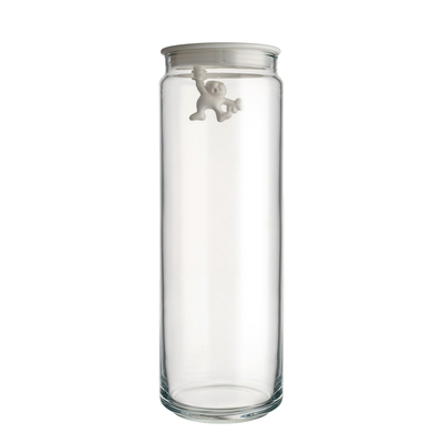 Alessi Gianni glass jar with lid 200 cl 10.5x30.5 cm White