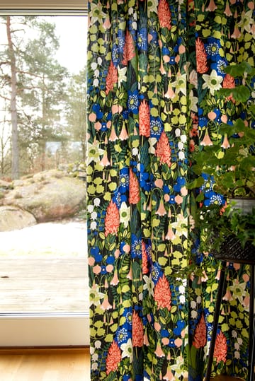 Skogen fabric - Black-green-pink - Almedahls