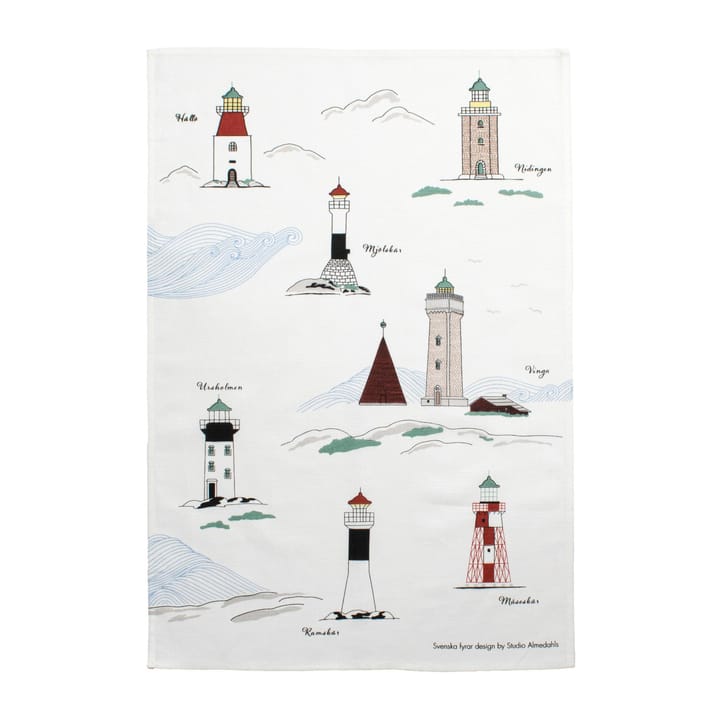 Swedish lighthouses kitchen towel 47x70 cm, White-multi Almedahls