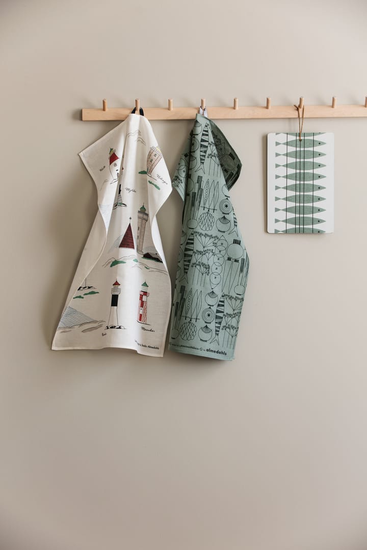 Swedish lighthouses kitchen towel 47x70 cm, White-multi Almedahls