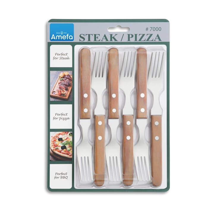 Pizza grill fork 6-pack, Oak Amefa