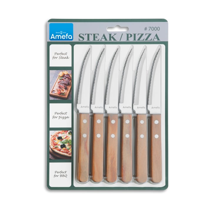 Pizza grill knife 6-pack, Oak Amefa