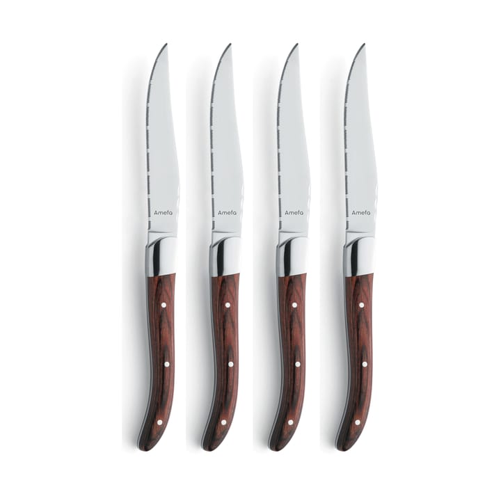 Royal Steak grill knife 4-pack - Brown in wooden box - Amefa