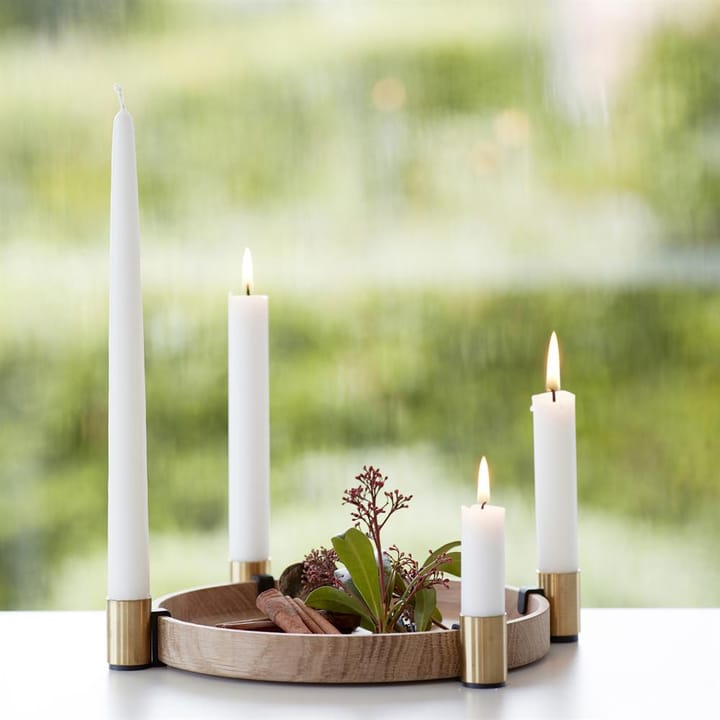 Luna candleholder, oak-brass Applicata