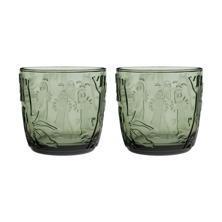 Moomin drinking glass 28 cl 2-pack, Pine green Arabia