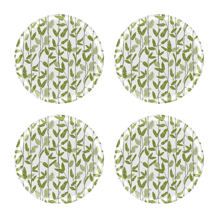 Mougli Green coaster Ø11 cm 4-pack, Green-white Åry Home