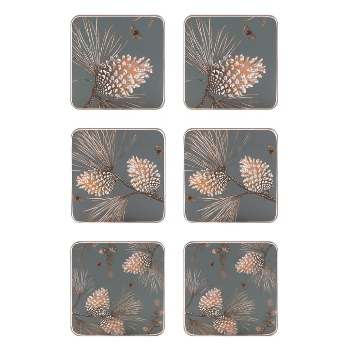 Pine Cone coaster 6-pack - moss grey - Åry Home