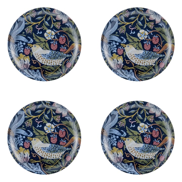 Strawberry Thief glass coaster 4-pack, Ø 11 cm Åry Home