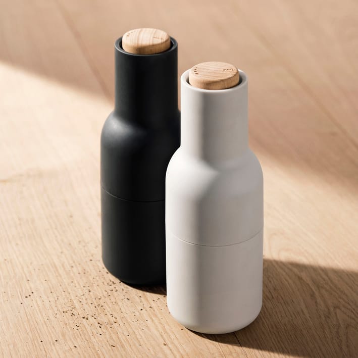 Bottle Grinder spice mill 2-pack, ash-carbon (beech-wood lid) Audo Copenhagen