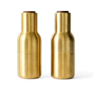 Bottle Grinder spice mill metal 2-pack - Brushed brass (wallnut lid) - Audo Copenhagen