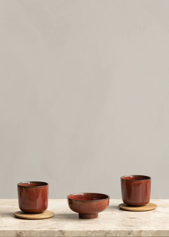 New Norm bowl on foot Ø12 cm, Red glazed Audo Copenhagen