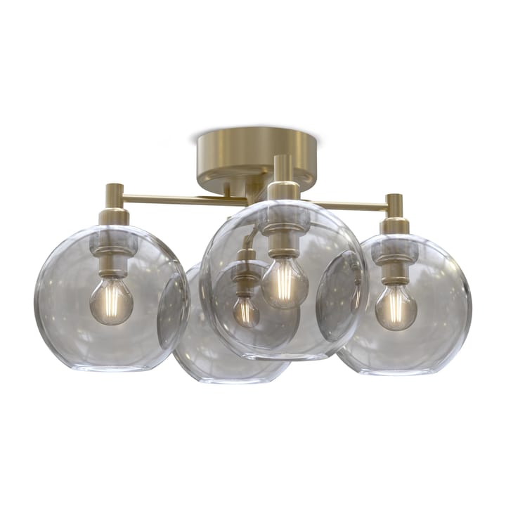 Gloria ceiling lamp, brass-smoke coloured glass Belid