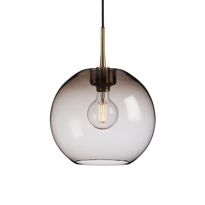 Gloria pendant lamp Ø32 cm, brass-smoke coloured glass Belid