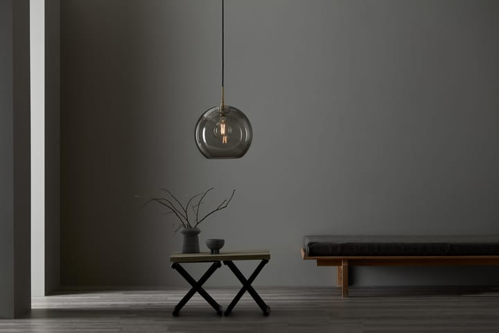 Gloria pendant lamp Ø32 cm, brass-smoke coloured glass Belid