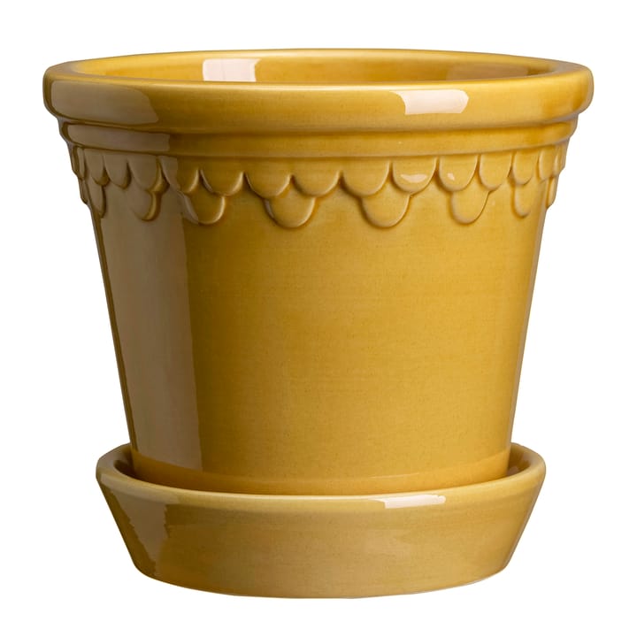 Copenhagen flower pot glazed Ø10 cm, Yellow Bergs Potter