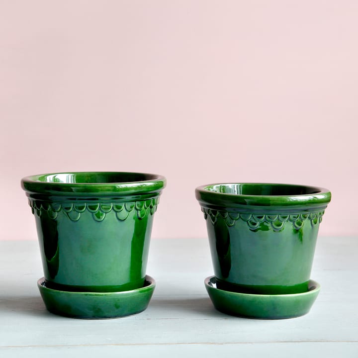 Copenhagen flower pot glazed Ø16 cm, Green Bergs Potter