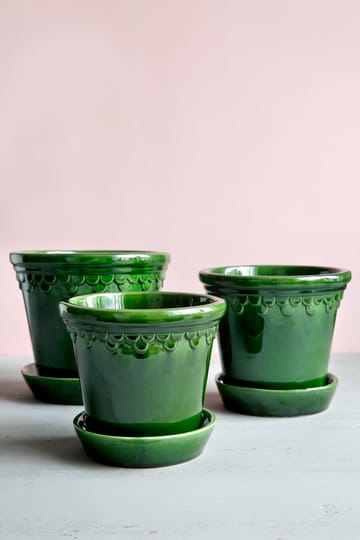 Copenhagen flower pot glazed Ø18 cm - Green - Bergs Potter