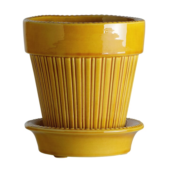 Simona flower pot glazed Ø14 cm, Yellow Bergs Potter