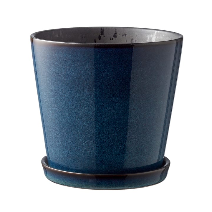 Bitz flower pot with saucer Ø14 cm, dark blue-black Bitz