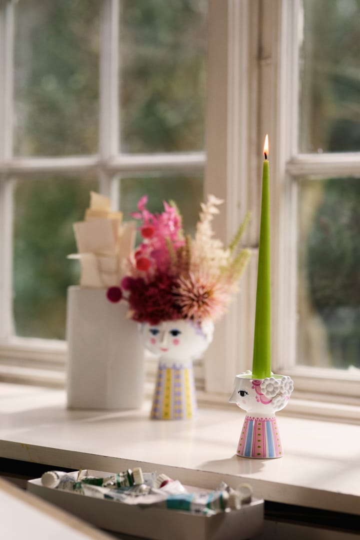 Eva candlestick 9,5 cm, Pink Bjørn Wiinblad