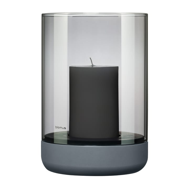 Calma lantern with block candle Ø15 cm, Gray-smoke blomus