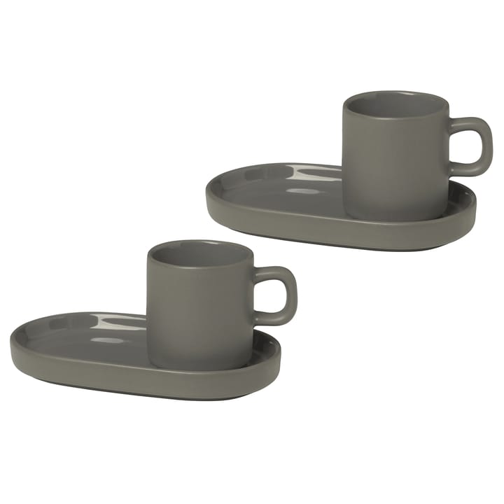 Pilar espresso cup with saucer 2-pack - Pewter - Blomus