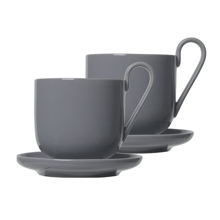 Ro coffee cup with saucer 2-pack, Sharkskin blomus