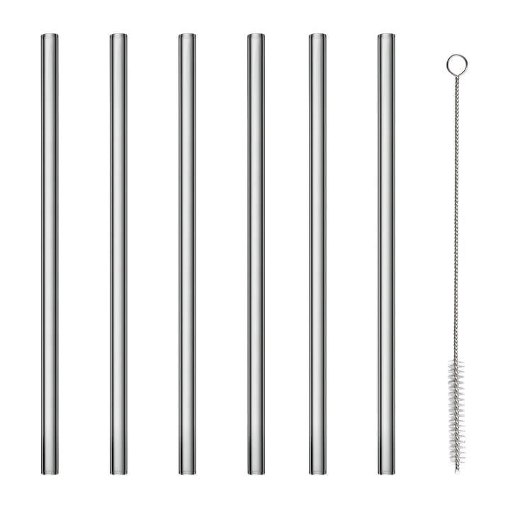 Sala glass straw with brush Ø20 cm 6-pack - Smoke - Blomus