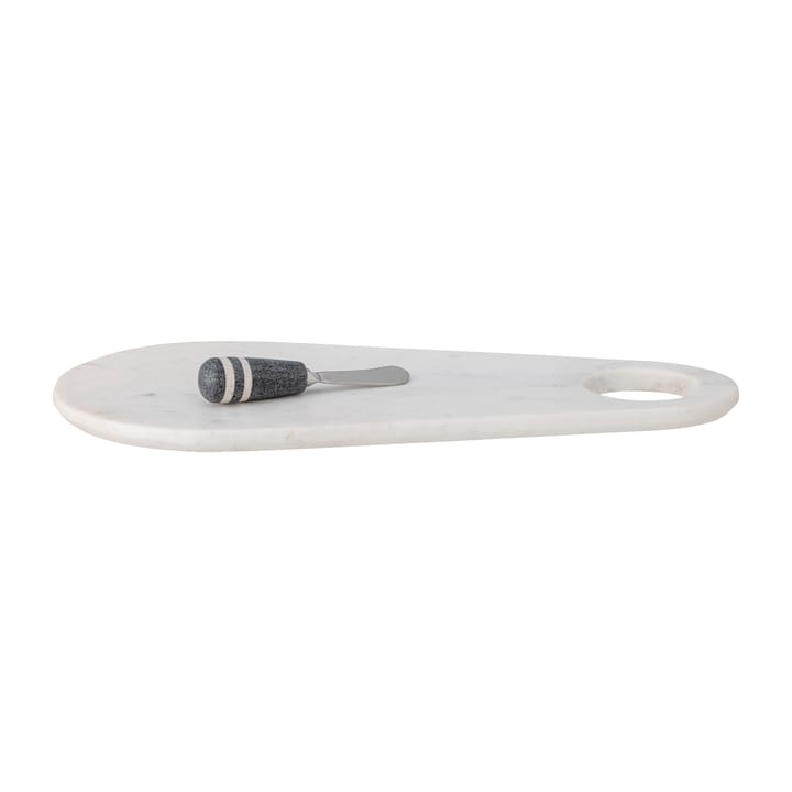 Abrielle cheese knife with cutting board 20x42 cm, White marble-stainless steel Bloomingville