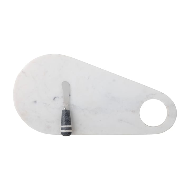 Abrielle cheese knife with cutting board 20x42 cm, White marble-stainless steel Bloomingville