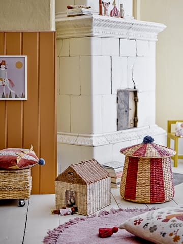 Birsen basket with lid Ø40 cm - Natural-red - Bloomingville