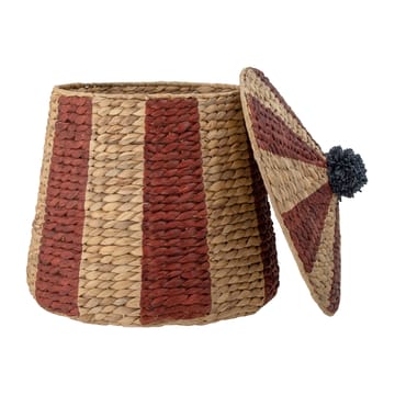 Birsen basket with lid Ø40 cm - Natural-red - Bloomingville