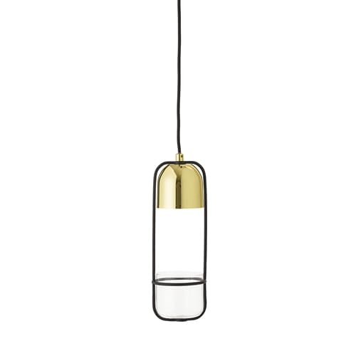 Bloomingville ceiling lamp with hanging basket Ø10 cm, clear-gold Bloomingville