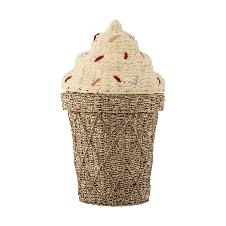 Cillie storage basket with lid Ø40 cm, Nature ice cream Bloomingville