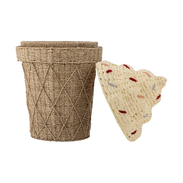 Cillie storage basket with lid Ø40 cm, Nature ice cream Bloomingville