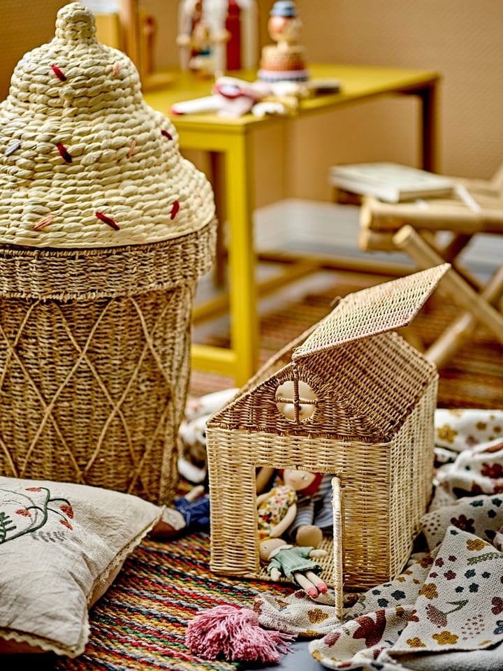 Cillie storage basket with lid Ø40 cm, Nature ice cream Bloomingville