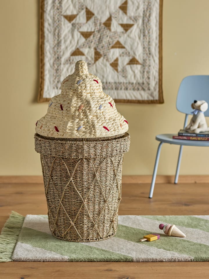 Cillie storage basket with lid Ø40 cm, Nature ice cream Bloomingville