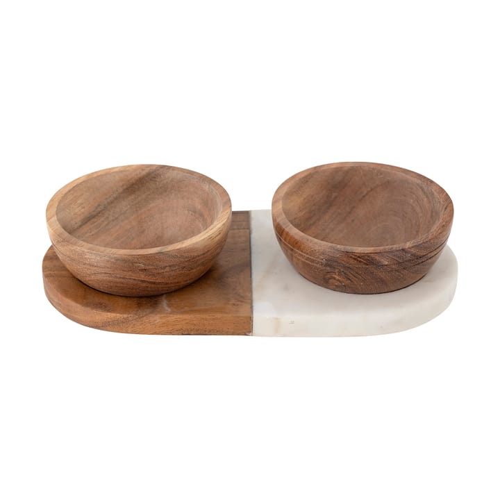 Izak salt & pepper cellar set, Marble-acacia Bloomingville