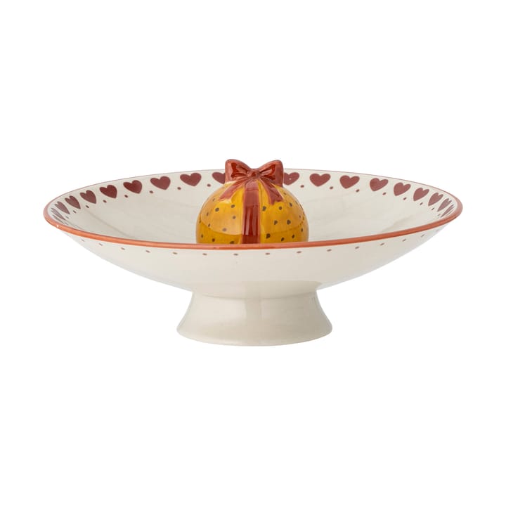 Jolly serving bowl on foot Ø24 cm, White-red Bloomingville