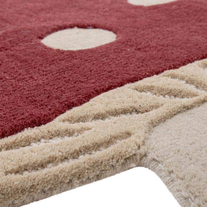 Mushroom wool rug 85x90 cm, Red-white Bloomingville