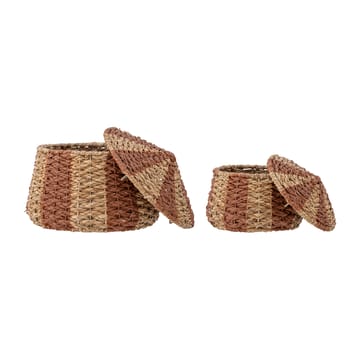 Ruddi basket with lid set om 2 - Natural-red - Bloomingville