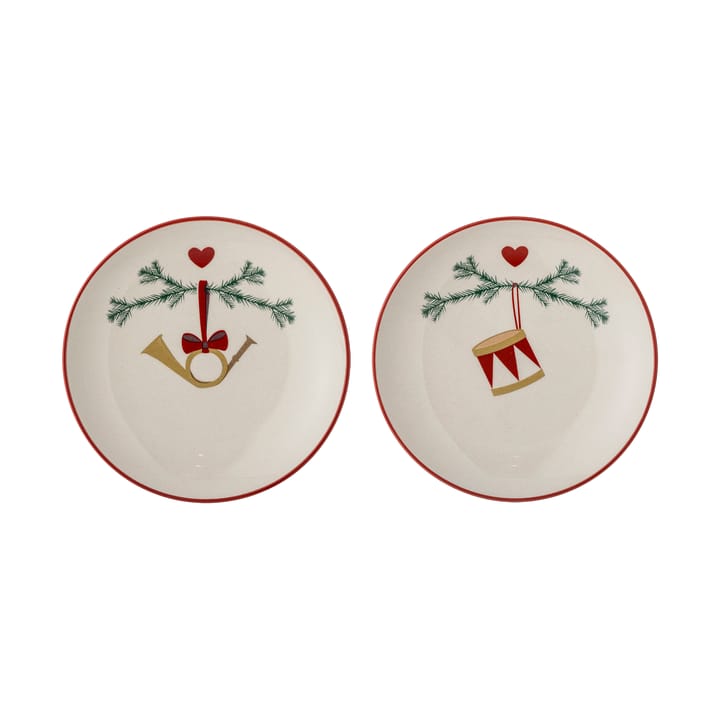 Yule plate Ø16 cm 2-pack - White - Bloomingville