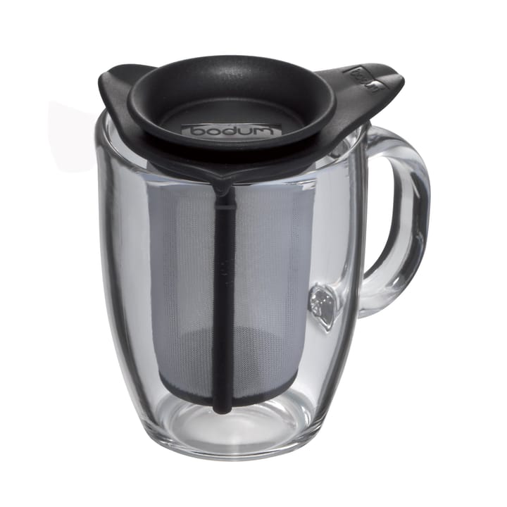 Yo-Yo tea cup with strainer, black Bodum